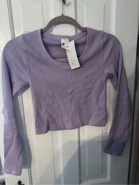 All in Motion Lavender Ribbed Long Sleeve Athletic Crop Top